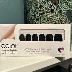 🩶5/$30 Midnight in Manhattan Color Street Nail Strips  Black Creme Finish NEW